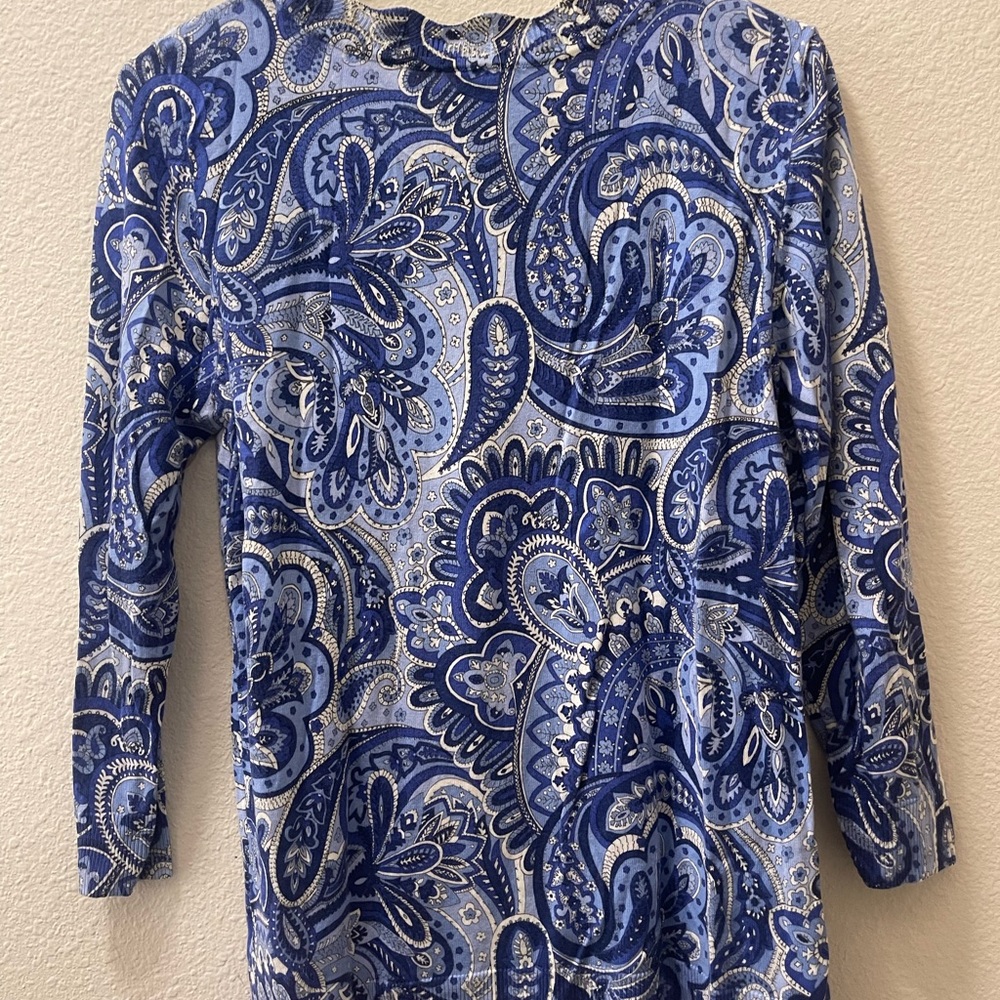 Talbots Blue and White Paisley Blouse - Picture 3 of 3